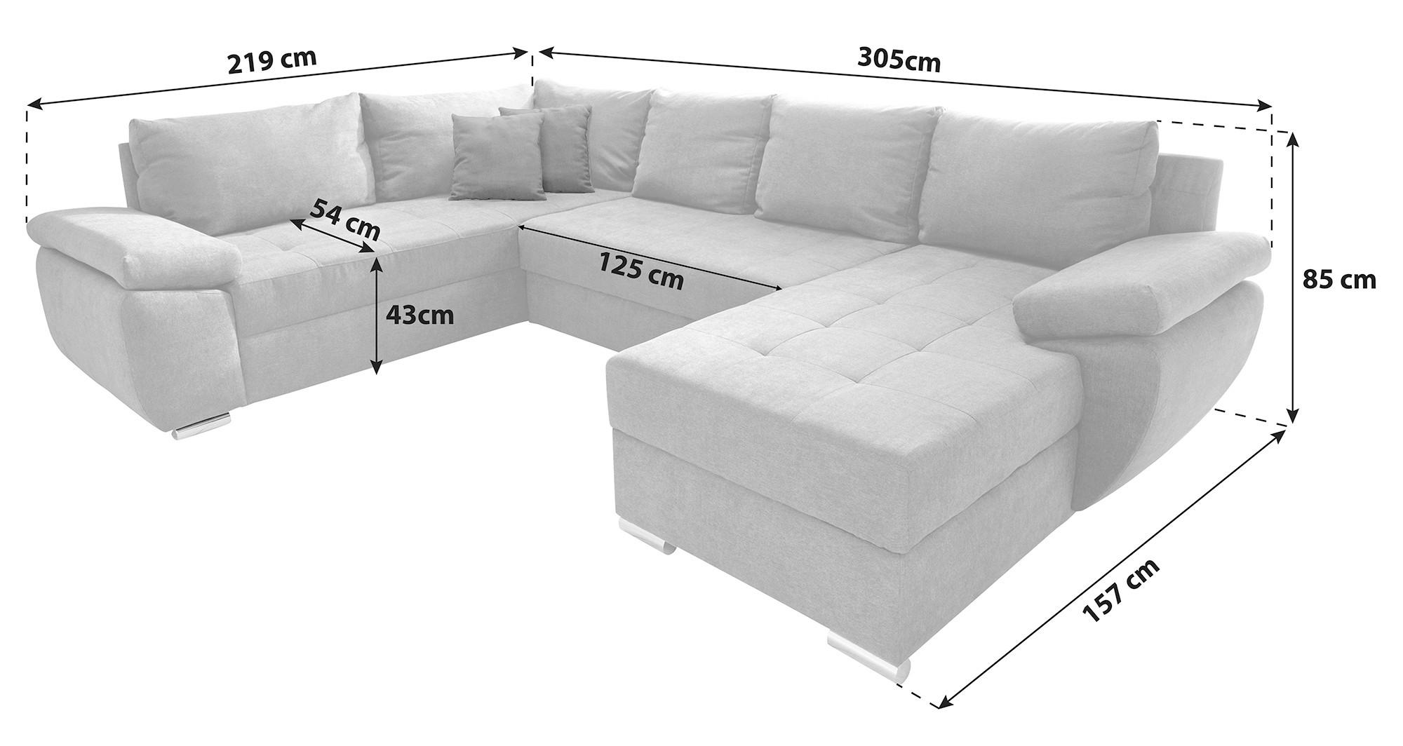 WOHNLANDSCHAFT Anthrazit Mikrofaser  - Chromfarben/Anthrazit, KONVENTIONELL, Textil/Metall (219/305/157cm) - Livetastic
