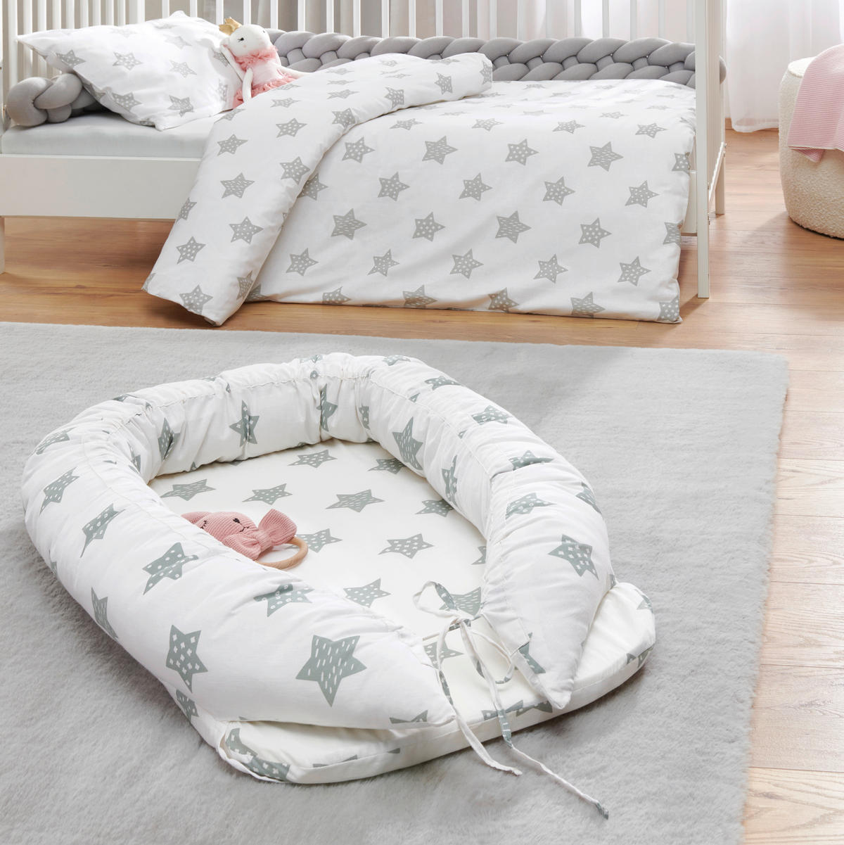 BABYBETTWÄSCHE 100/135 cm  - Weiß/Grau, Basics, Textil (100/135cm) - My Baby Lou