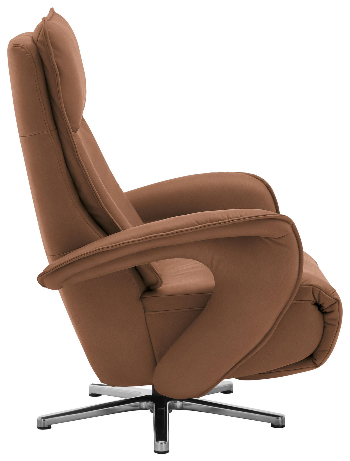 RELAXSESSEL in Leder Hellbraun  - Chromfarben/Hellbraun, Design, Leder/Metall (77/110/87cm) - Valdera