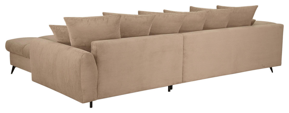 ECKSOFA Taupe Cord Rückenkissen, Armlehnenkissen, Rücken echt  - Taupe/Schwarz, KONVENTIONELL, Textil/Metall (332/231cm) - Carryhome