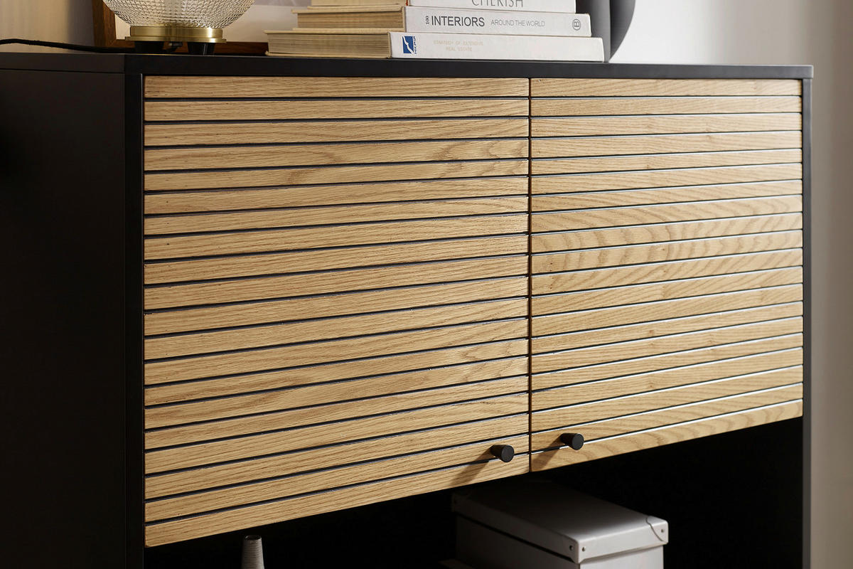 HIGHBOARD  in 100/155/40 cm  - Eichefarben/Schwarz, Design, Holz/Holzwerkstoff (100/155/40cm) - Livetastic