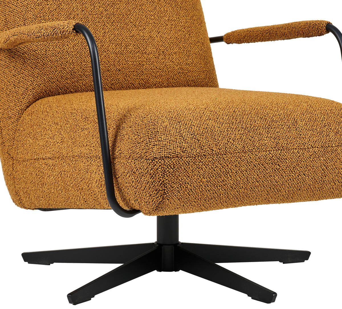 SESSEL in Flachgewebe, Bouclé Currygelb  - Currygelb/Schwarz, Design, Textil/Metall (71/103/91cm) - Koinor