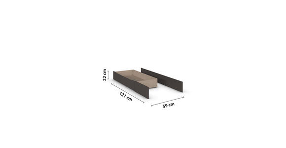 BETTKASTEN 59/22/59 cm Graphitfarben - Graphitfarben, KONVENTIONELL, Holzwerkstoff/Kunststoff (59/22/59cm) - Xora