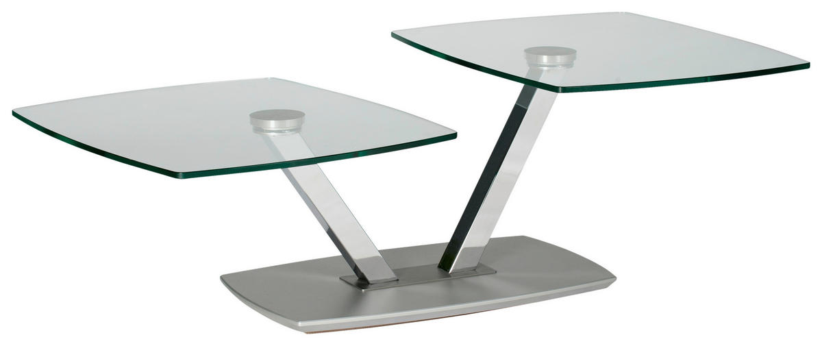 COUCHTISCH Glas, Holzwerkstoff 96-136/70/44 cm  - Chromfarben, Design, Glas/Holzwerkstoff (96-136/70/44cm)