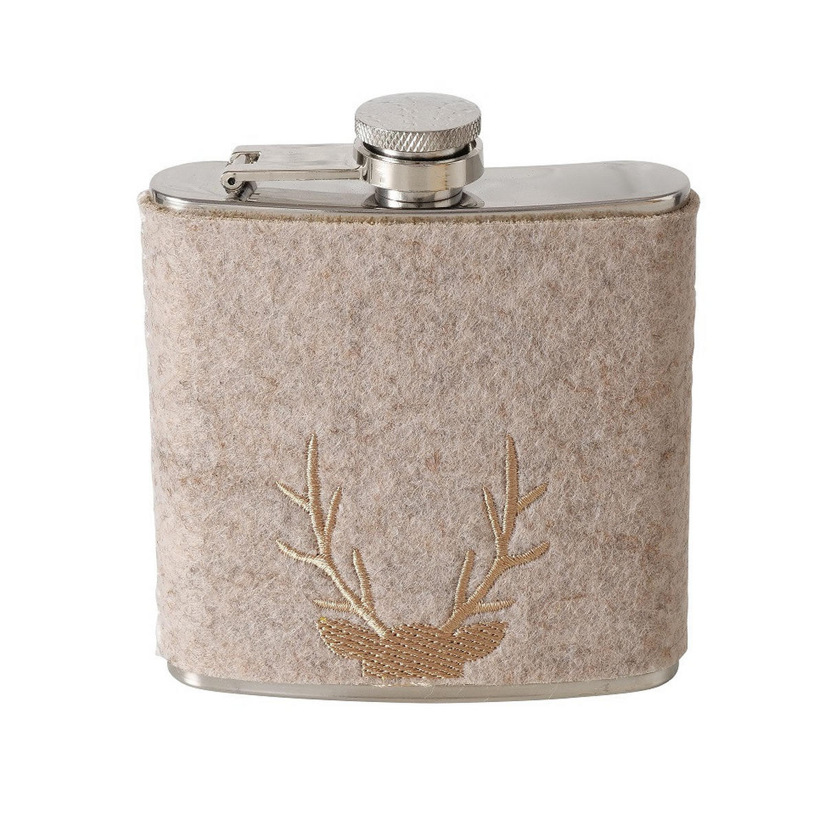 TRINKFLASCHE  - Silberfarben/Grau, KONVENTIONELL, Textil/Metall (9,2/3/11cm)