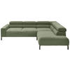 ECKSOFA in Feincord Olivgrün  - Schwarz/Olivgrün, Design, Textil/Metall (273/219cm) - Pure Home Comfort