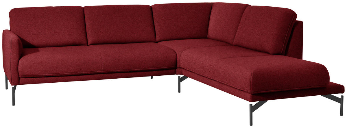 ECKSOFA in Flachgewebe, Struktur Rot  - Anthrazit/Rot, Design, Textil/Metall (254/230cm) - Johann Jakob