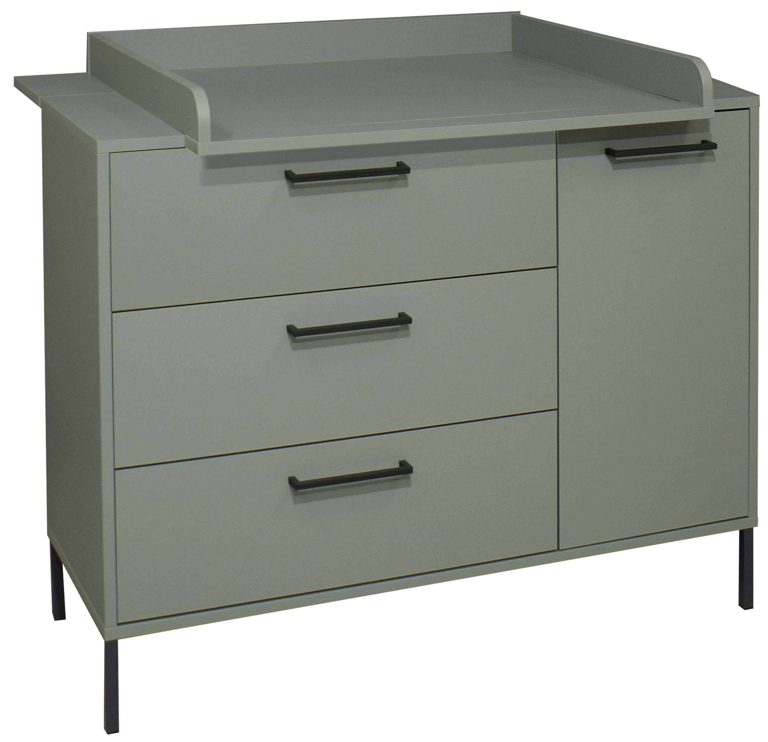 WICKELKOMMODE MIA Grün  - Anthrazit/Grün, Basics, Holzwerkstoff/Metall (119/91/101/45/77cm) - Jimmylee