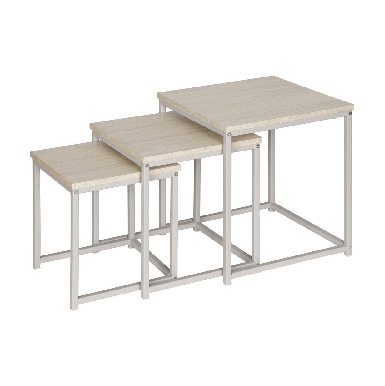 BEISTELLTISCHSET quadratisch Creme, Kaschmir, Elfenbein  - Kaschmir/Elfenbein, Design, Holzwerkstoff/Metall (40/40/44,5cm) - MID.YOU
