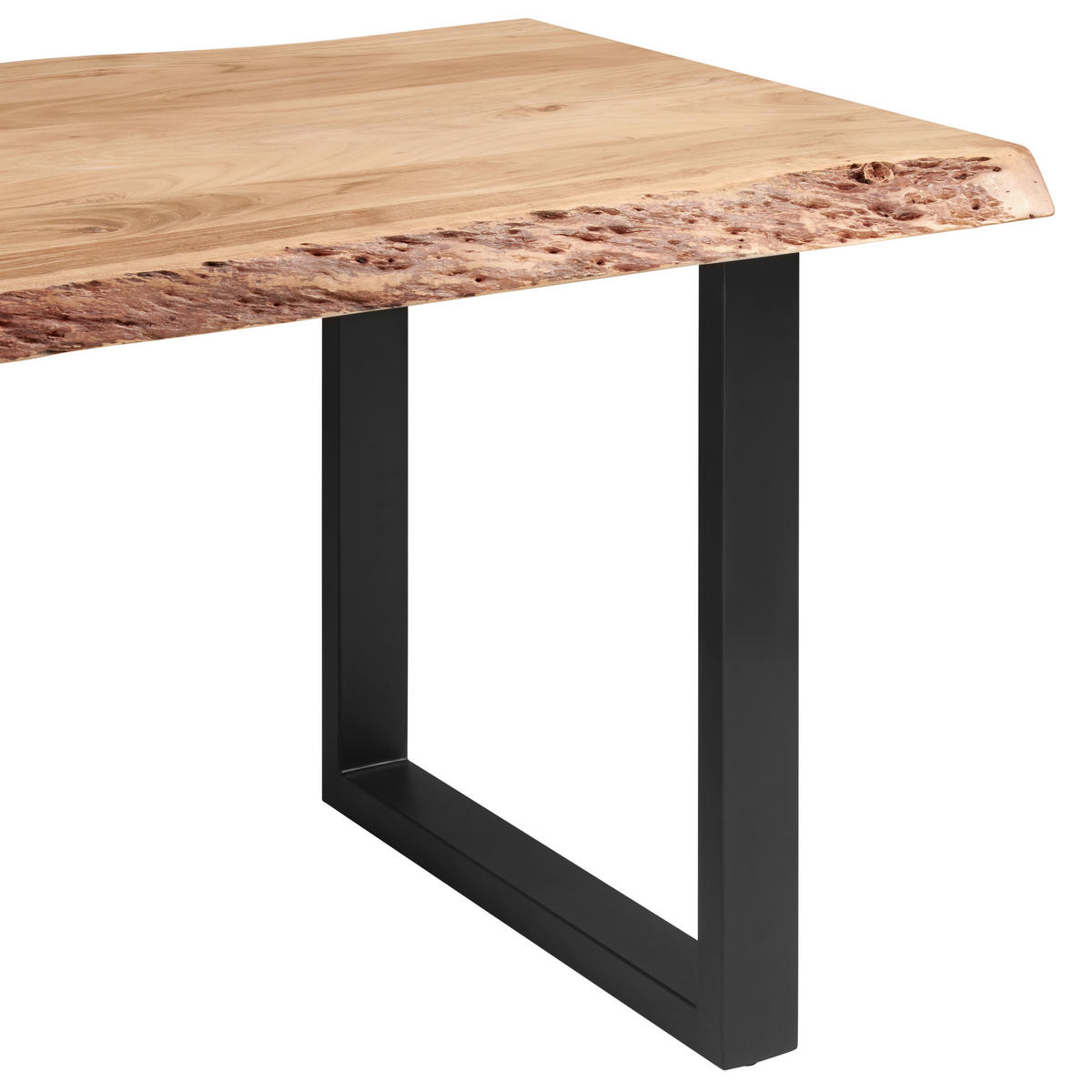 ESSTISCH 140/90/76 cm Echtholz  Holz, Metall gastro- und objekttauglich rechteckig Schwarz, Akaziefarben  - Schwarz/Akaziefarben, Modern, Holz/Metall (140/90/76cm) - P & B