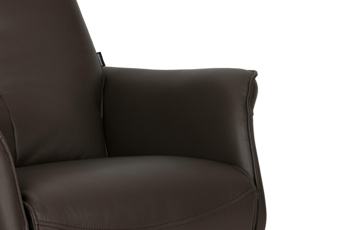 RELAXSESSEL Lederlook Echtleder    - Schwarz/Braun, Design, Leder/Holz (79/110/83cm) - Livetastic