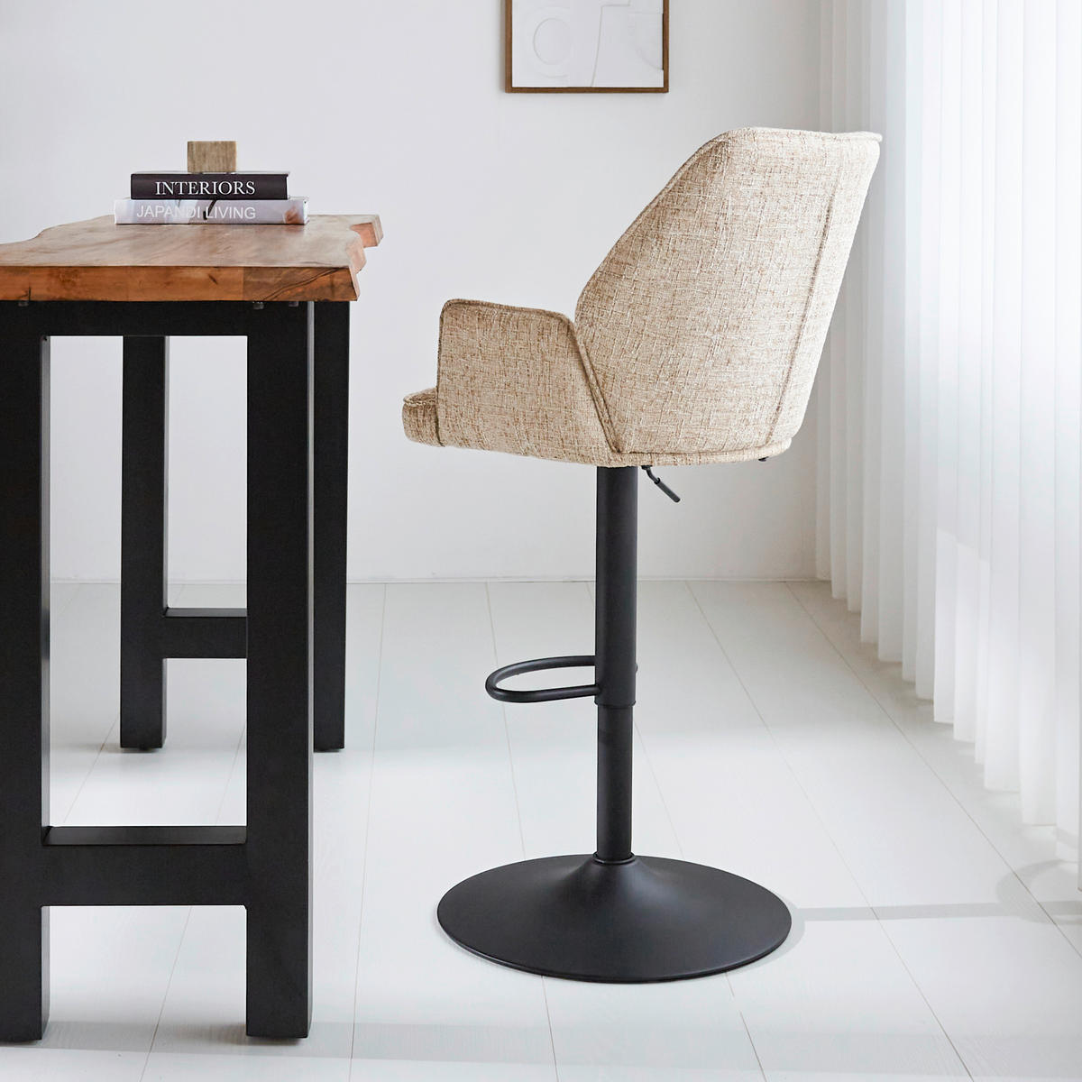 BARHOCKER-SET in Weiß  - Schwarz/Weiß, MODERN, Textil/Metall (54/100/58cm) - MID.YOU