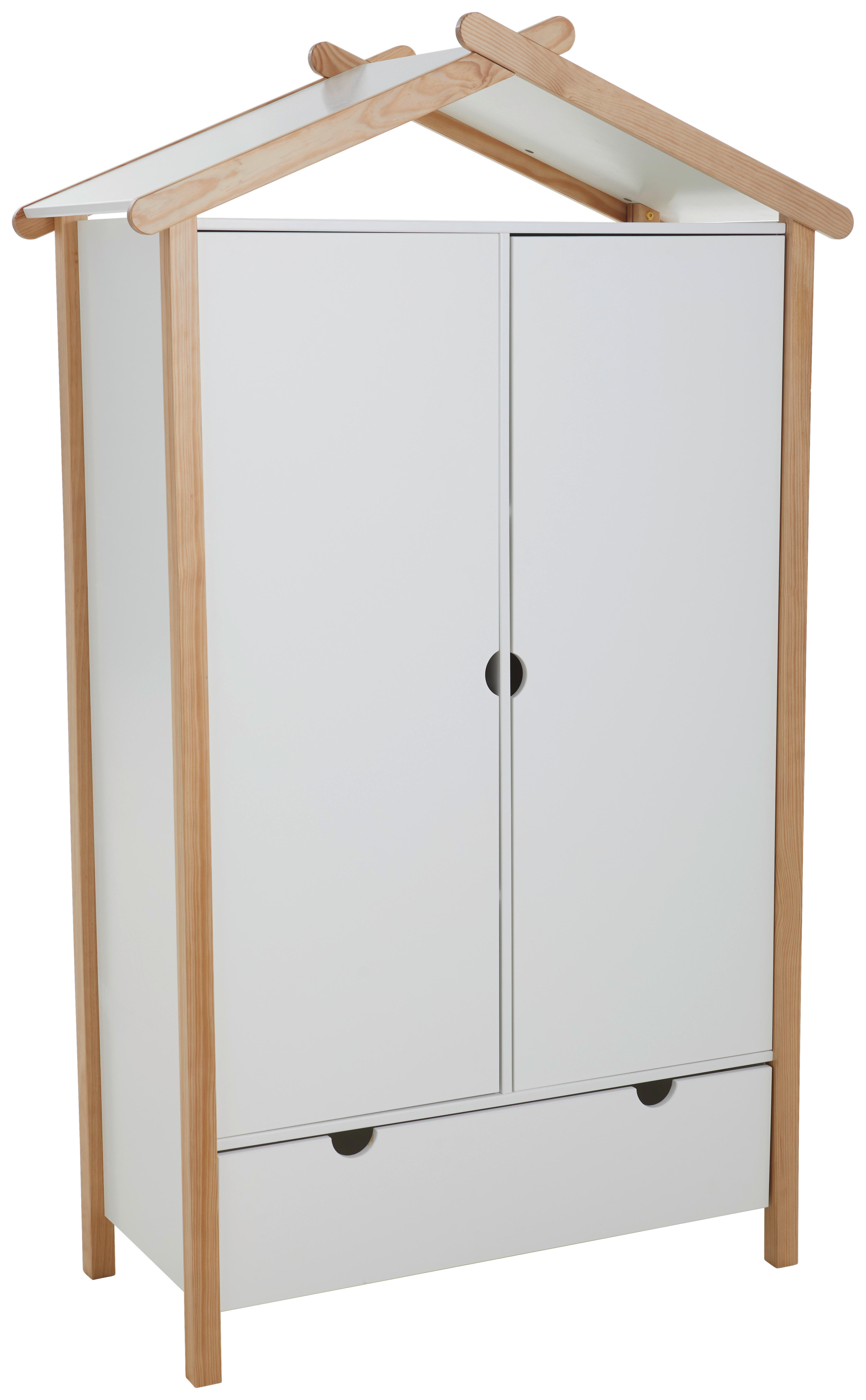 KLEIDERSCHRANK 2-türig Kiefer massiv, teilmassiv Weiß, Kieferfarben  - Weiß/Kieferfarben, Design, Holz/Holzwerkstoff (100/180/58cm) - Xora