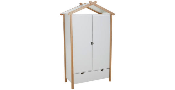 KLEIDERSCHRANK 2-türig Kiefer massiv, teilmassiv Weiß, Kieferfarben  - Weiß/Kieferfarben, Design, Holz/Holzwerkstoff (100/180/58cm) - Xora