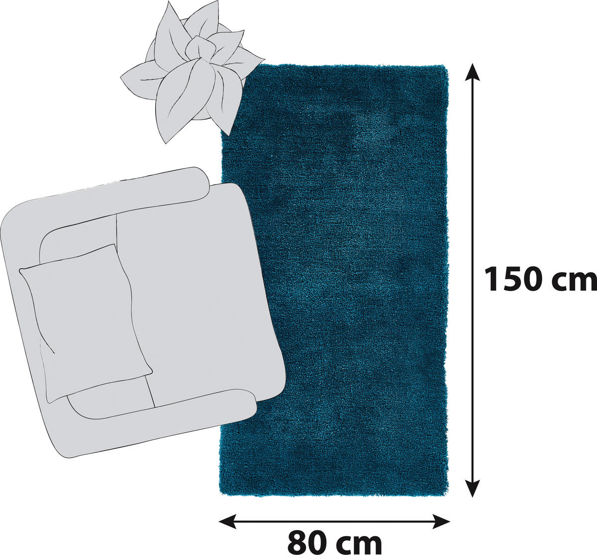 HOCHFLORTEPPICH 80/150 cm Relaxx Petrol  - Petrol, KONVENTIONELL, Textil (80/150cm) - Esprit