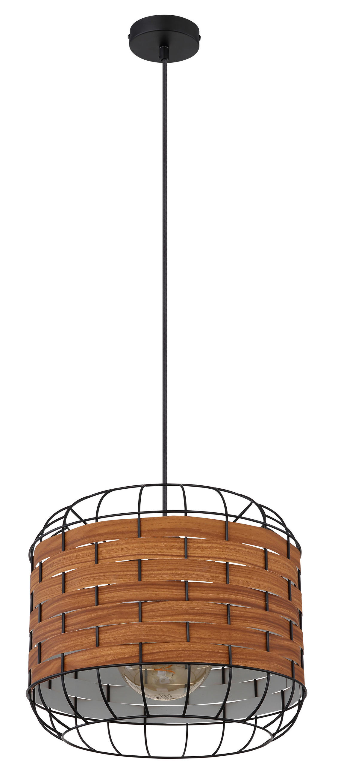 HÄNGELEUCHTE 35/120 cm  - Schwarz/Braun, KONVENTIONELL, Kunststoff/Metall (35/120cm) - Globo