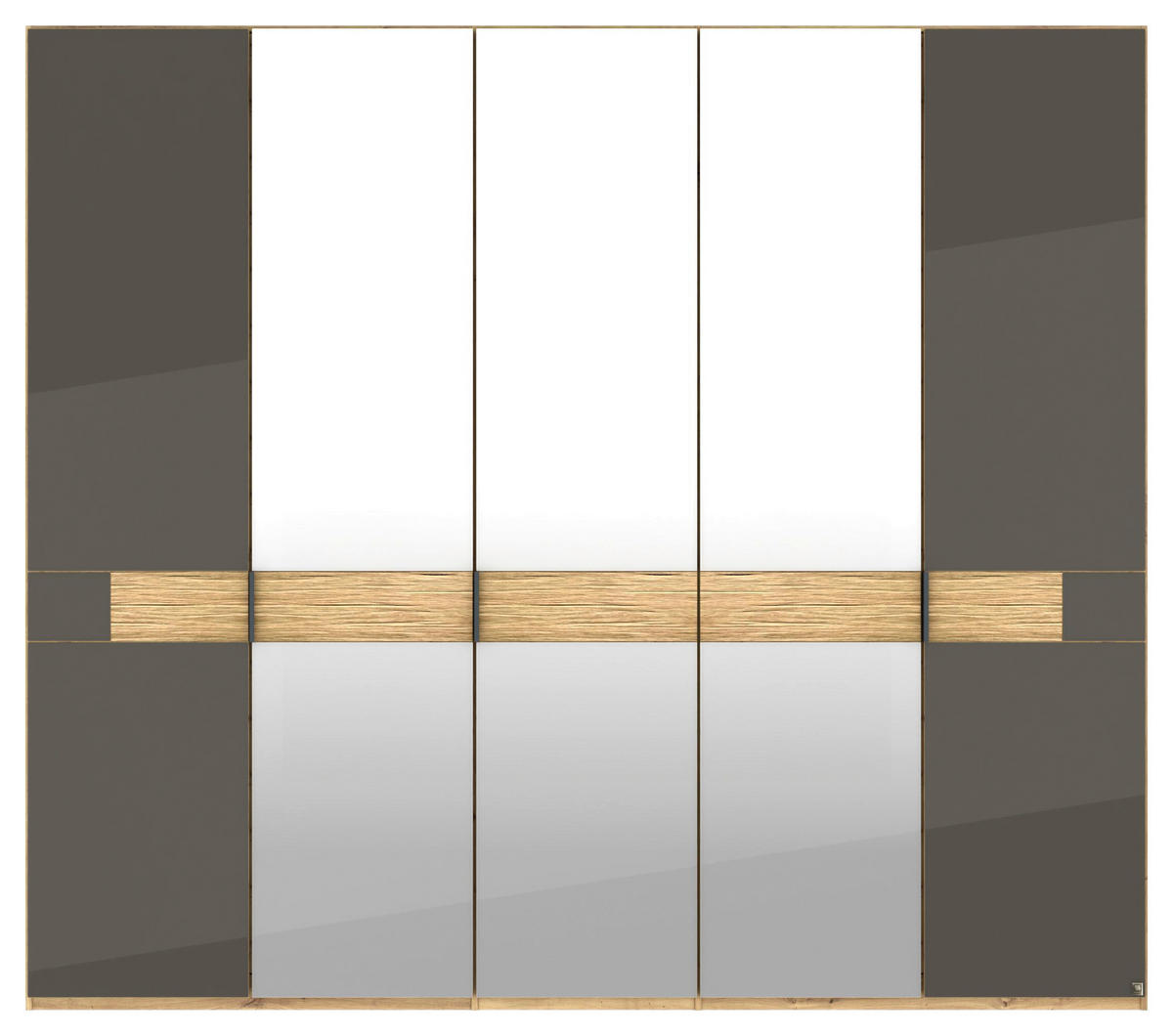 DREHTÜRENSCHRANK 250/216/58 cm,  in Eichefarben, Dunkelbraun, 5 Tür(en)  - Schieferfarben/Eichefarben, Design, Glas/Holz (250/216/58cm) - Musterring