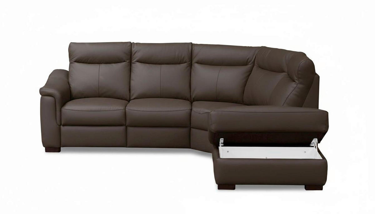 ECKSOFA Echtleder Dunkelbraun  - Wengefarben/Dunkelbraun, Design, Leder/Holz (260/229cm) - Livetastic