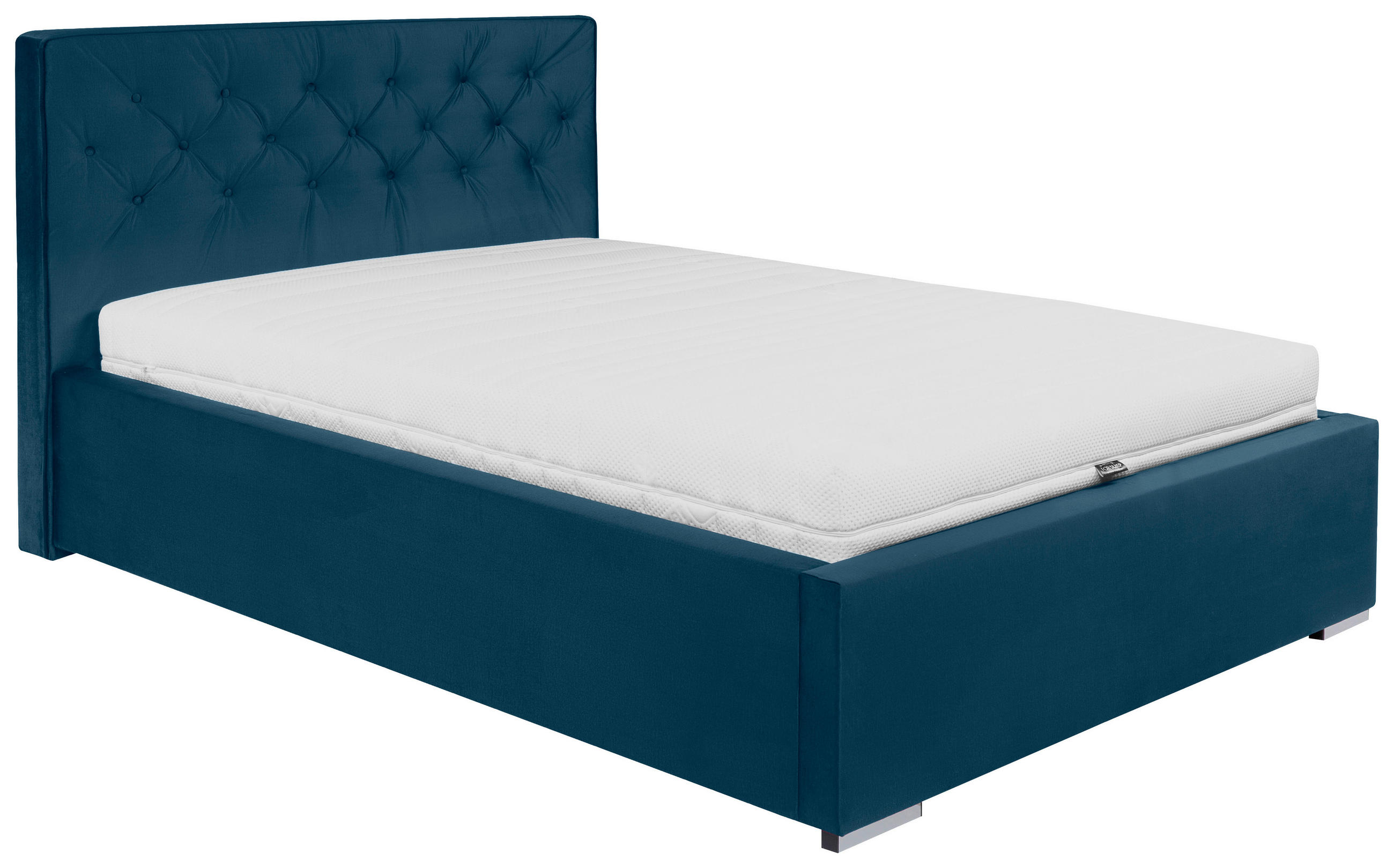 KÁRPITOZOTT ÁGY 140/200 cm  sötétkék  - sötétkék/króm, Modern, textil/fa (140/200cm) - MID.YOU