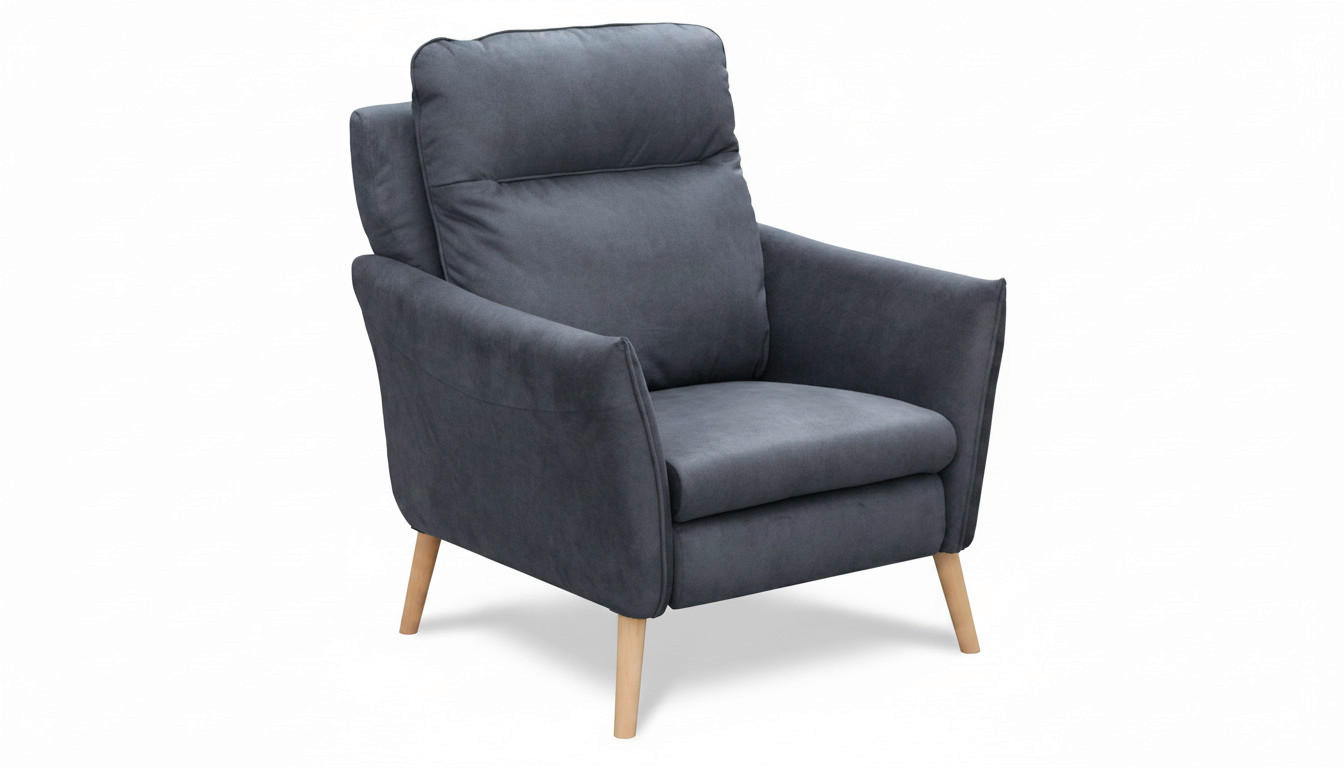 SESSEL in Mikrofaser Blau  - Blau/Buchefarben, Design, Holz/Textil (88/110/92cm) - Livetastic