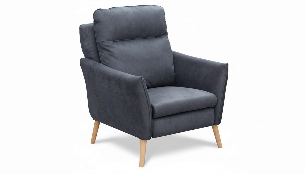 RELAXSESSEL in Textil Blau  - Blau/Buchefarben, Design, Holz/Textil (88/110/92cm) - Livetastic