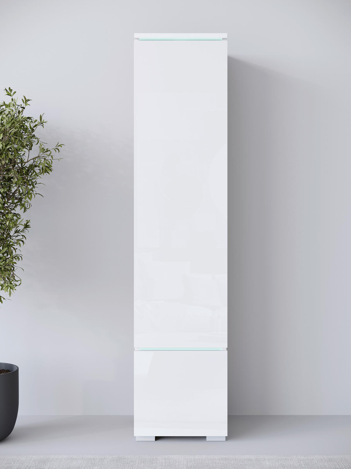 HOCHSCHRANK 30/130/33 cm  - Weiß Hochglanz/Weiß, Design, Holzwerkstoff/Kunststoff (30/130/33cm) - Livetastic