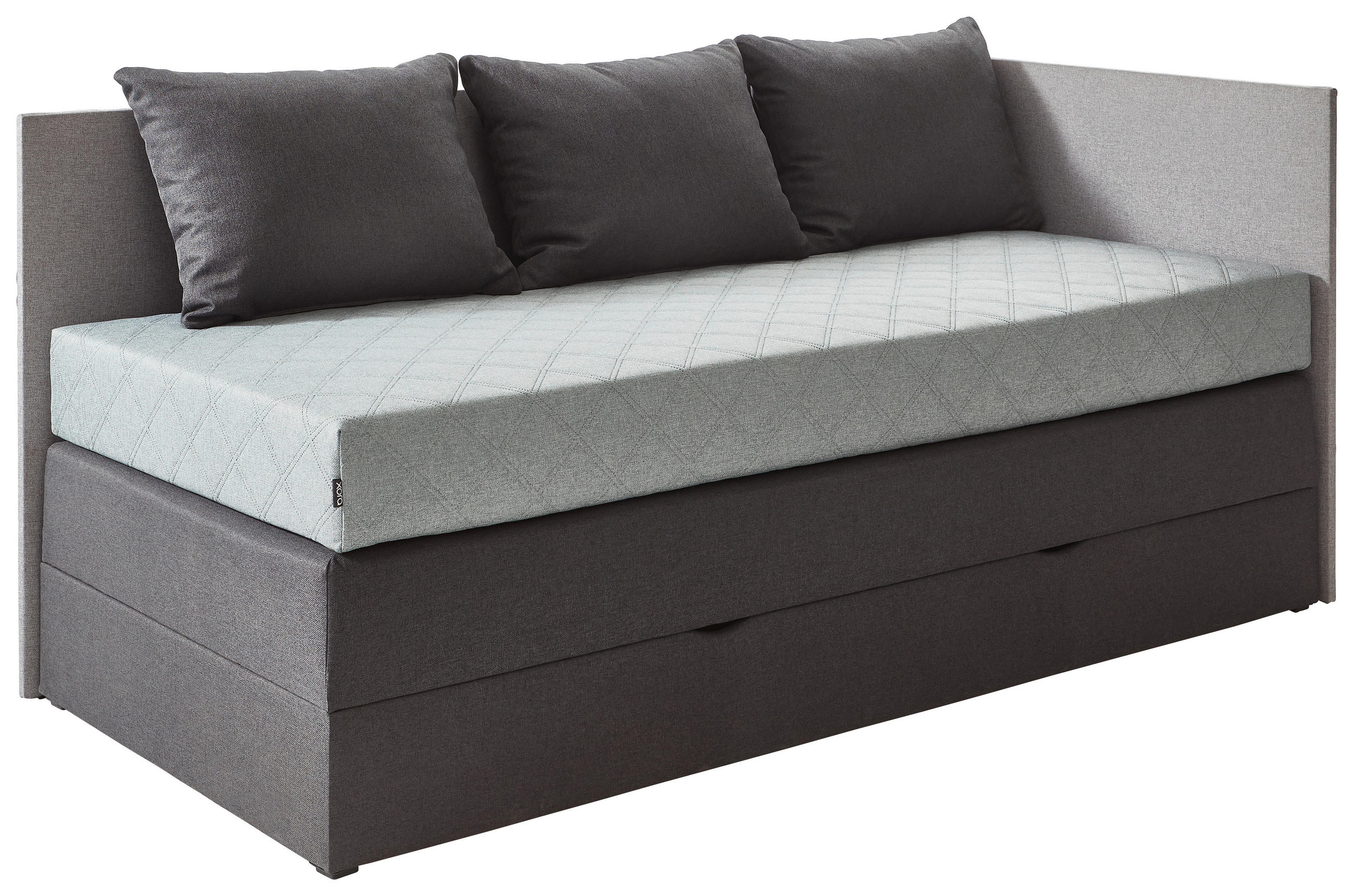BOXSPRINGBETT 100/200 cm  in Hellgrau, Dunkelgrau  - Dunkelgrau/Hellgrau, KONVENTIONELL, Holz/Holzwerkstoff (100/200cm) - Xora