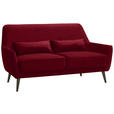 3-SITZER-SOFA in Mikrofaser Rot  - Rot/Schwarz, Trend, Holz/Textil (160/86/80cm) - Carryhome