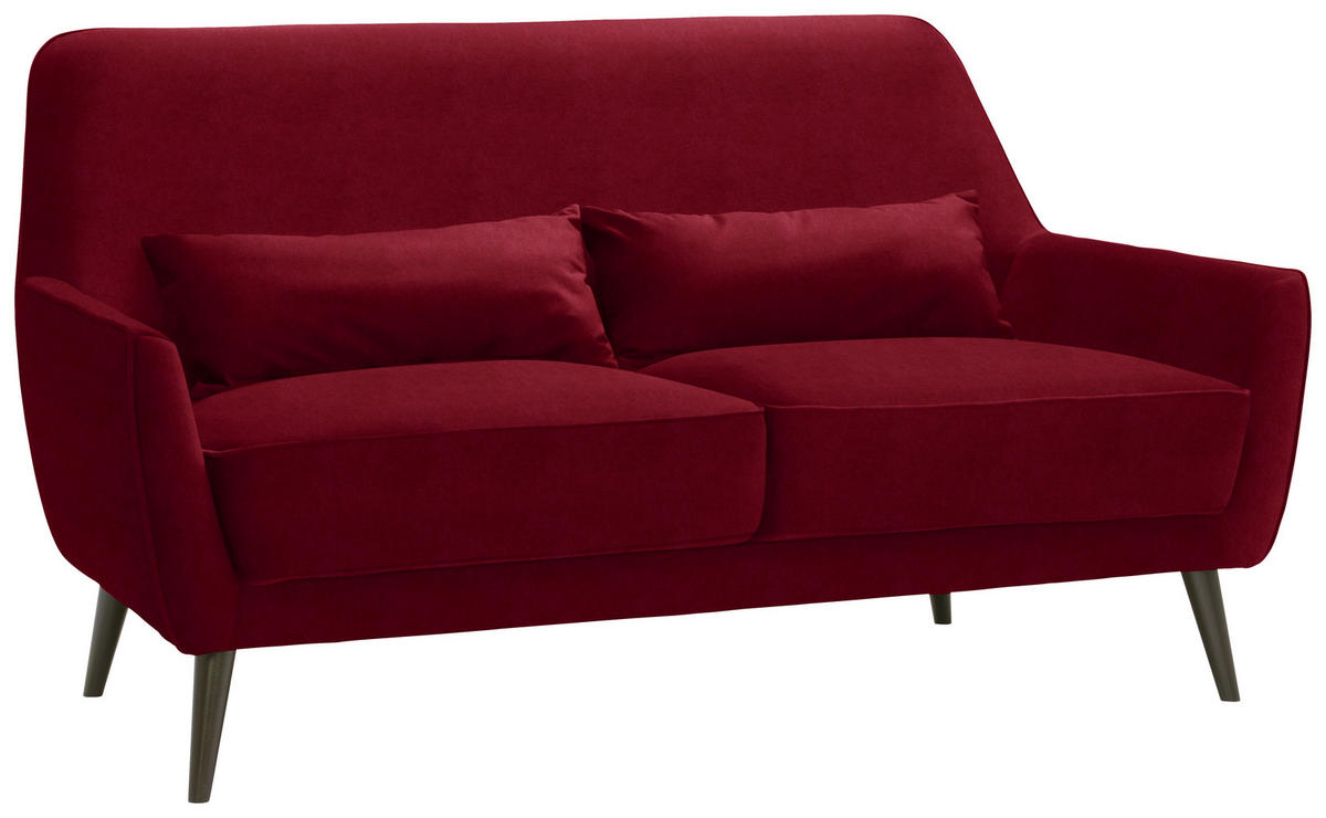 3-SITZER-SOFA Mikrofaser Rot  - Rot/Schwarz, Trend, Holz/Textil (160/86/80cm) - MID.YOU