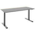 SCHREIBTISCH 160/75/72-122 cm  in Grau, Hickory  - Anthrazit/Grau, MODERN, Holzwerkstoff/Metall (160/75/72-122cm) - Novel