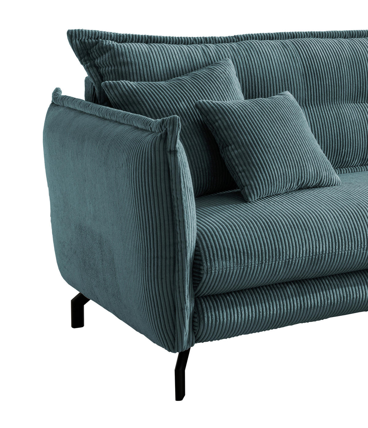 ECKSOFA Petrol Cord  - Petrol/Schwarz, MODERN, Textil/Metall (255/180cm) - Livetastic