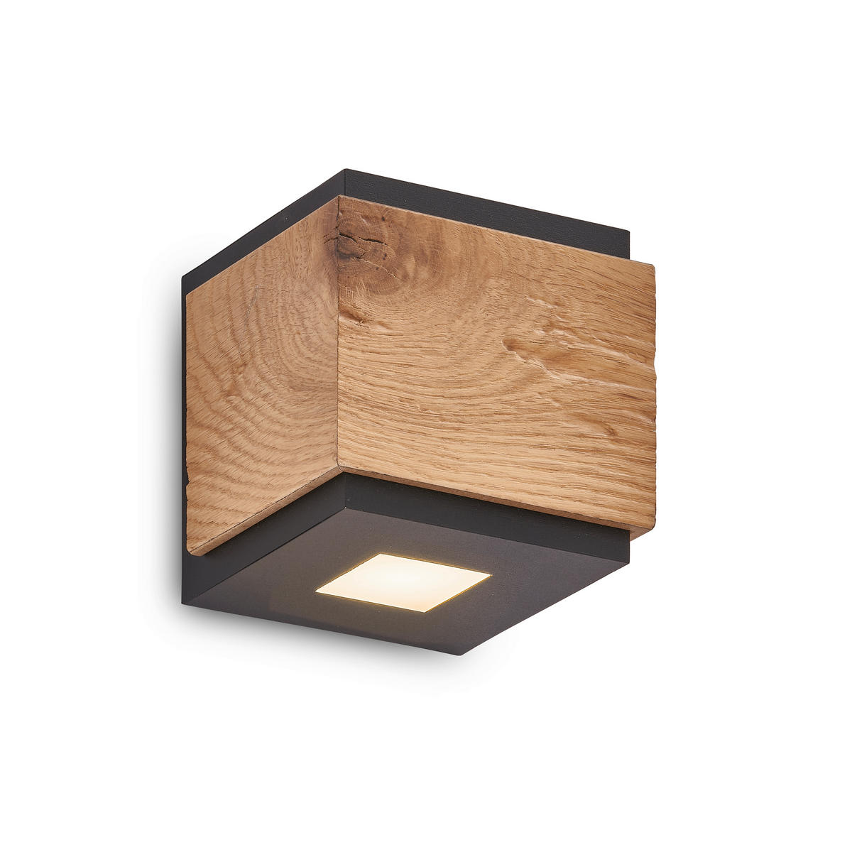 LED-WANDLEUCHTE Form 10/11/11 cm  - Eichefarben/Schwarz, Natur, Holz/Metall (10/11/11cm) - Grossmann