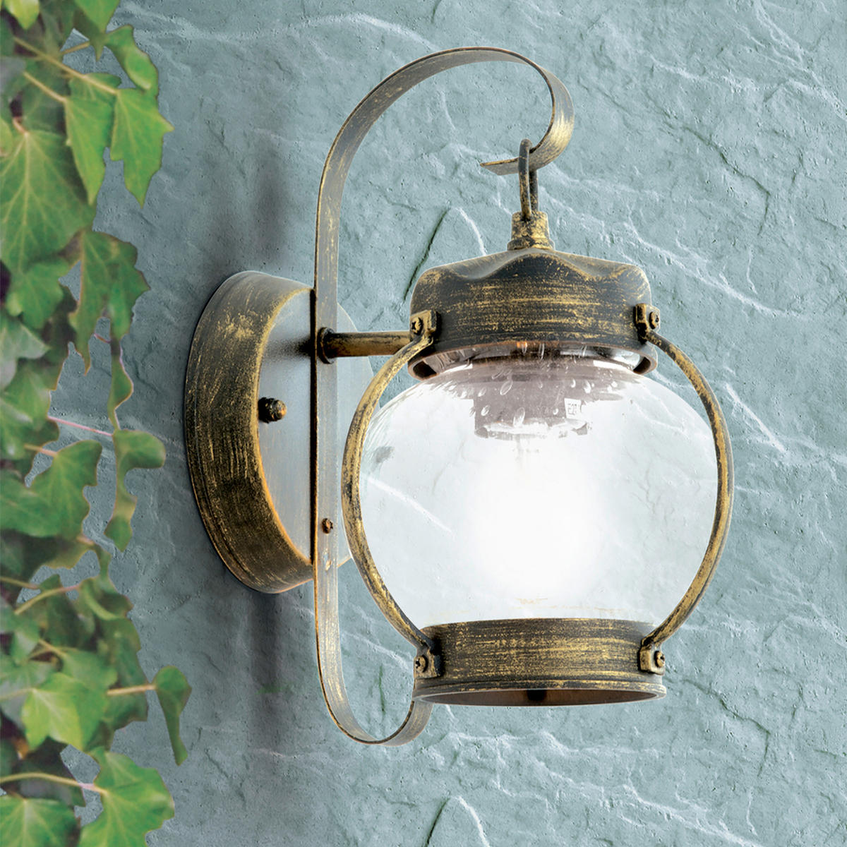 AUßENWANDLEUCHTE Taverna   - Goldfarben/Schwarz, LIFESTYLE, Glas/Metall (14/26/19cm)