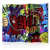 PARAVENT mit 5  Flügel - Dunkelrosa/Multicolor, Basics, Holz/Textil (225/172/3cm) - artgeist