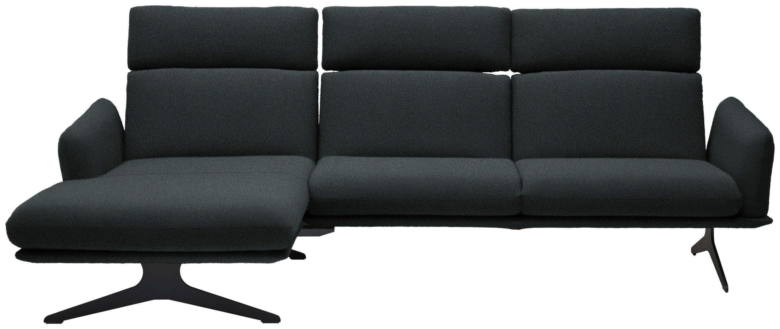 ECKSOFA in Flachgewebe Anthrazit  - Anthrazit/Schwarz, Design, Textil/Metall (152/259cm) - Dieter Knoll