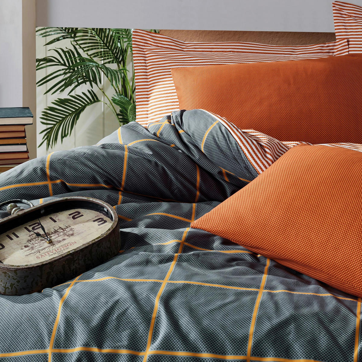 BETTWÄSCHE 155/200 cm  - Multicolor/Dunkelblau, Basics, Textil (155/200cm)