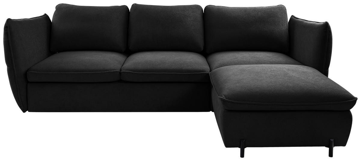 ECKSOFA in Schwarz  - Schwarz, Modern, Textil/Metall (262/178cm) - MID.YOU