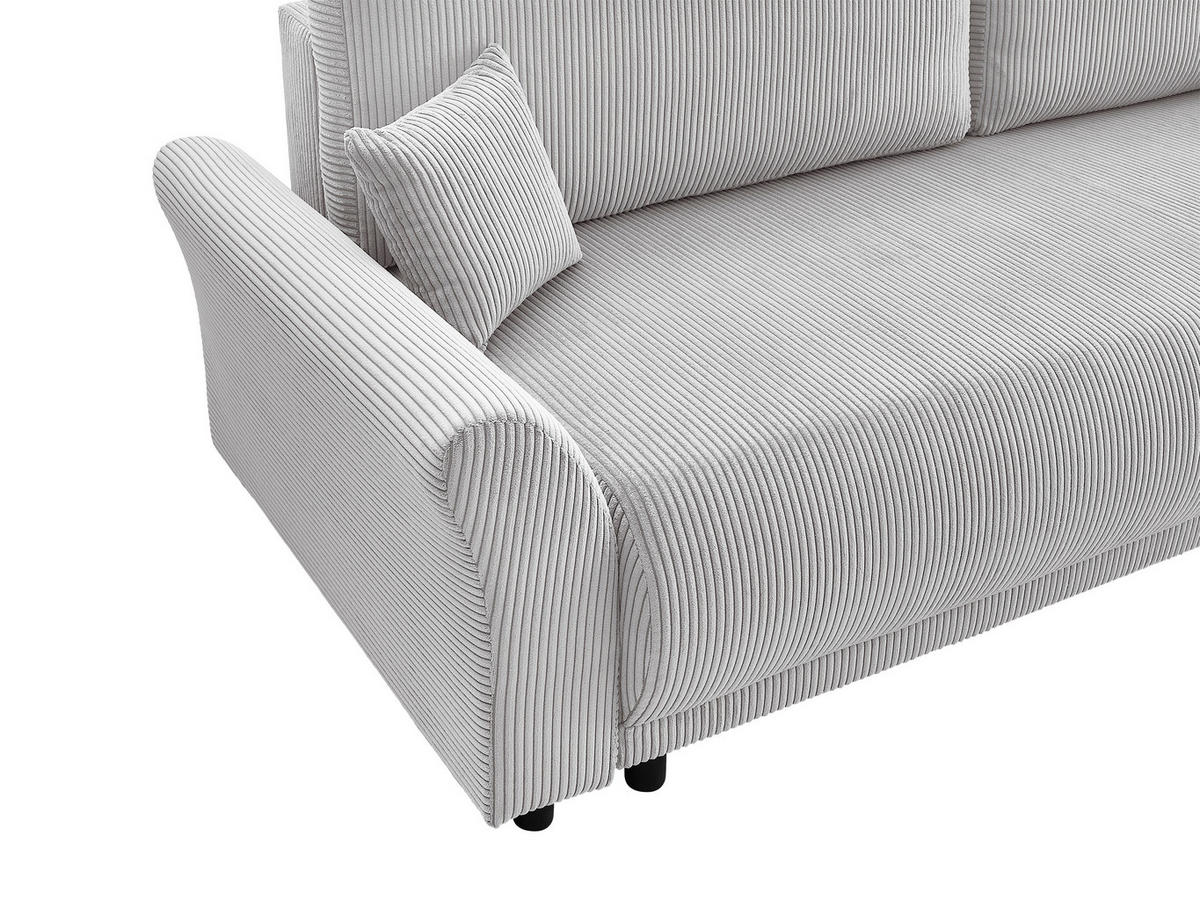 SCHLAFSOFA Malta Cord Hellgrau  inkl. Zierkissen, Rückenkissen, Bettkasten, Schlaffunktion, Rücken echt  - Hellgrau/Schwarz, Design, Textil (244/88/100cm) - P & B