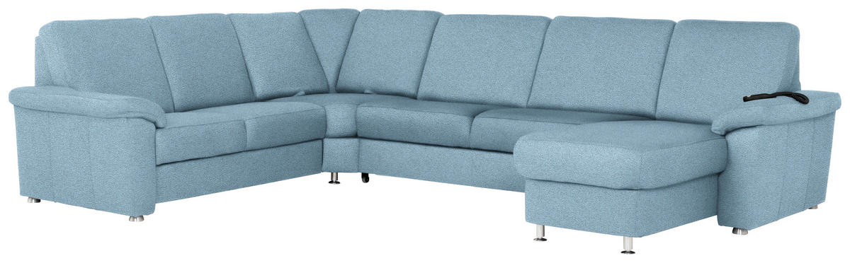 WOHNLANDSCHAFT in Flachgewebe Hellblau  - Chromfarben/Hellblau, Konventionell, Textil/Metall (240/330/163cm) - Beldomo System