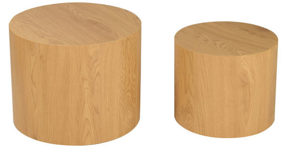BEISTELLTISCHSET rund Eichefarben - Eichefarben, Design, Holzwerkstoff (38-48/38-48/32-38cm) - Carryhome