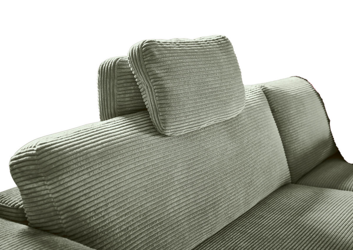 CloseUp von Pure Home Lifestyle ECKSOFA inkl. Relaxfunktion Grün Cord.