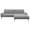 ECKSOFA in Velours Hellgrau  - Hellgrau/Schwarz, Design, Textil/Metall (284/184cm) - Dieter Knoll