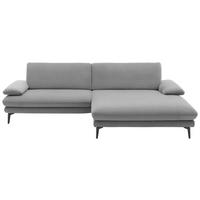 ECKSOFA in Velours Hellgrau  284/184 cm  - Hellgrau/Schwarz, Design, Textil/Metall (284/184cm) - Dieter Knoll