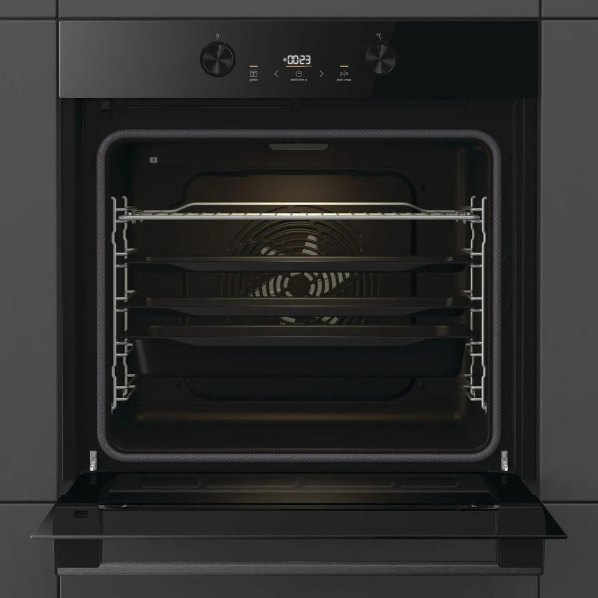 BACKOFENSET BSET017DG  - Schwarz, Basics, Glas/Kunststoff (59,5/5,4/52cm) - Gorenje