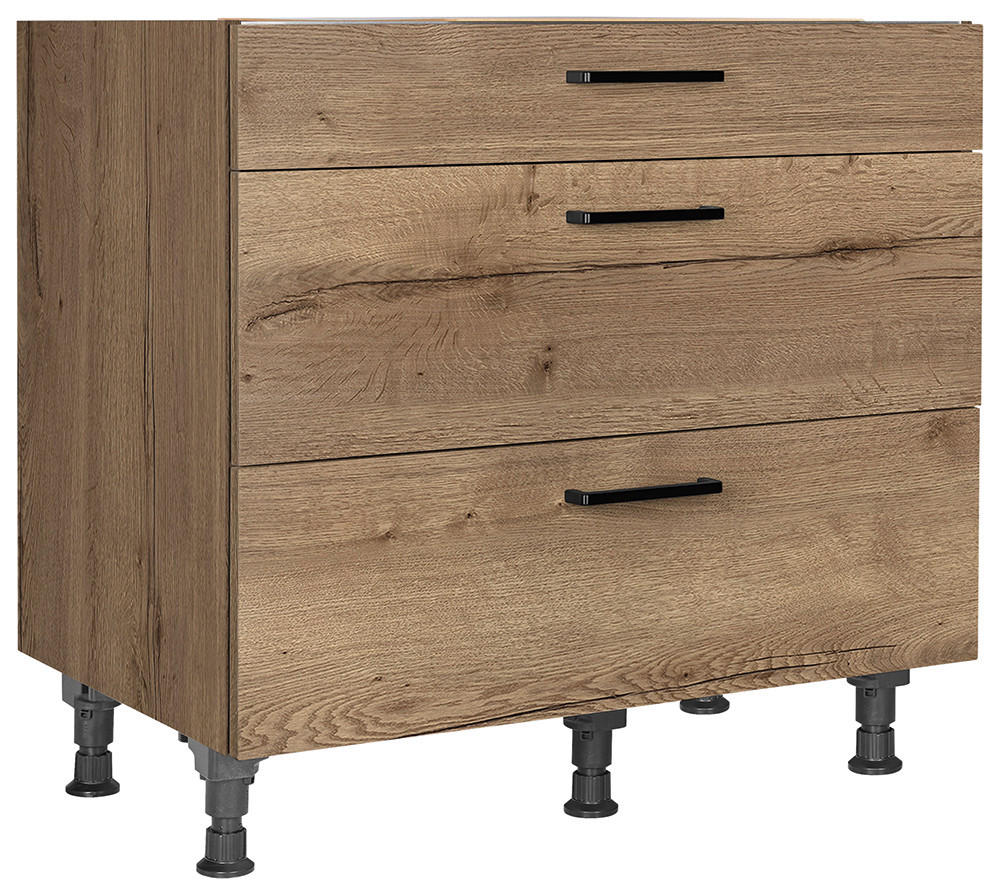 KOCHFELDUMBAUSCHRANK 90/87/56 cm  in Eiche dunkel  - Eiche dunkel/Schwarz, MODERN, Holzwerkstoff/Metall (90/87/56cm) - Nobilia