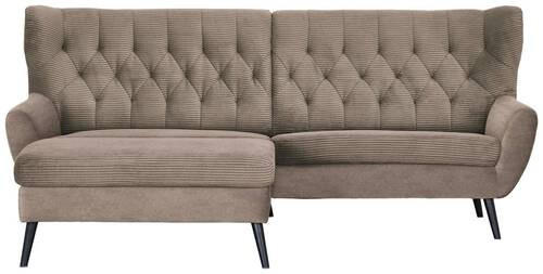 ECKSOFA Braun Cord  - Schwarz/Braun, Design, Holz/Textil (165/237cm) - Stylife