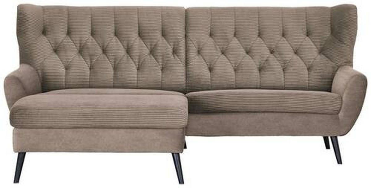 ECKSOFA in Cord Braun  165/237 cm  - Schwarz/Braun, Design, Holz/Textil (165/237cm) - Stylife