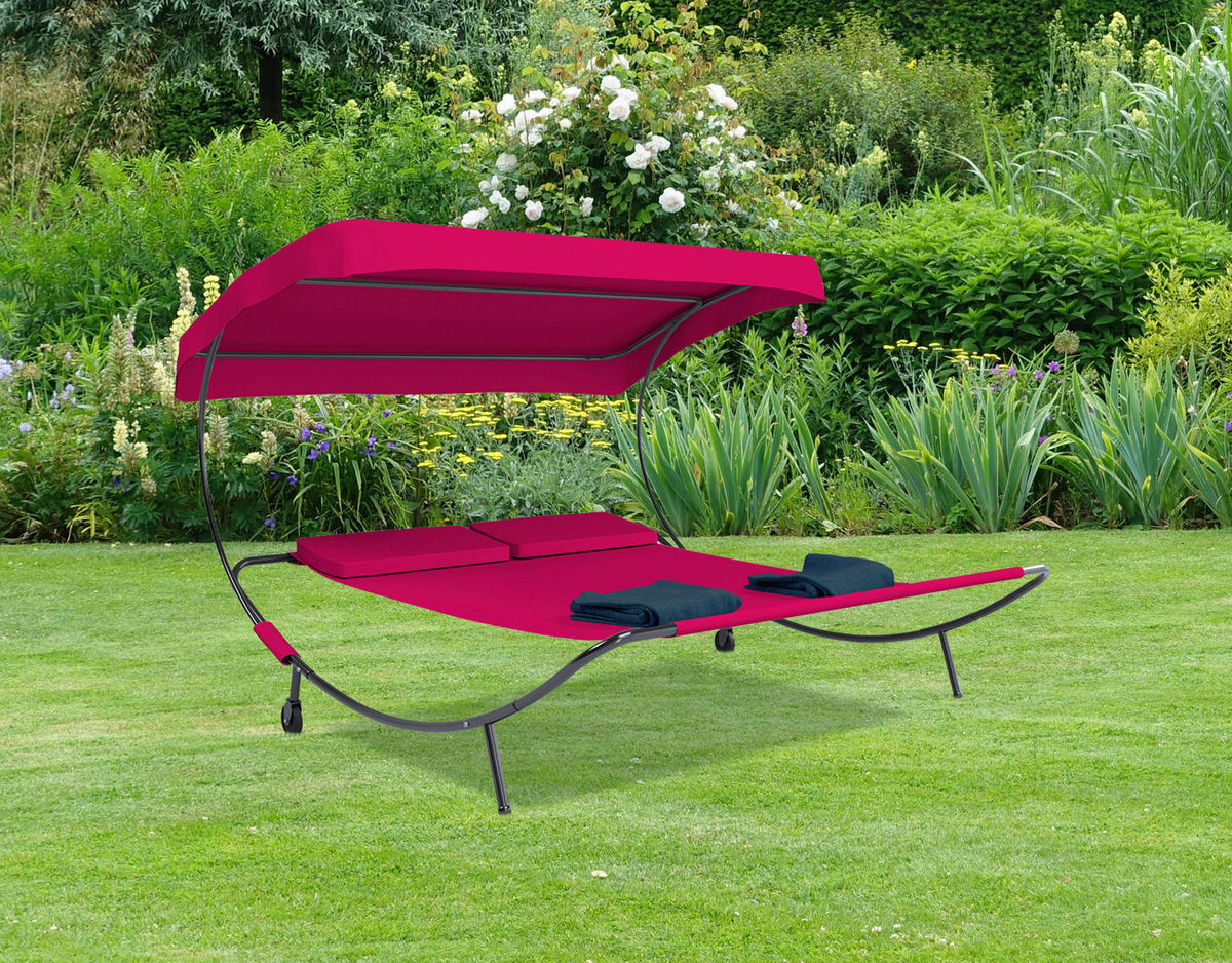 DOPPELLIEGE 130/137/200 cm  - Rot, Basics, Textil/Metall (130/137/200cm) - MID.YOU