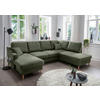 WOHNLANDSCHAFT in Chenille Dunkelgrün  - Dunkelgrün/Naturfarben, Konventionell, Holz/Textil (150/301/200cm) - Livetastic