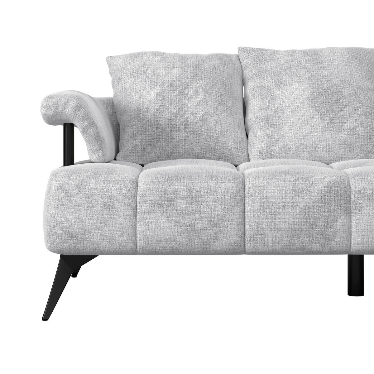 ECKSOFA VANESSA Hellgrau Flachgewebe  - Hellgrau/Schwarz, MODERN, Kunststoff/Textil (297/200cm) - Livetastic